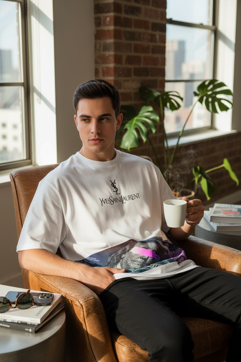 Yves Saint Laurent (YSL) “ARGENT” Oversized T-Shirt