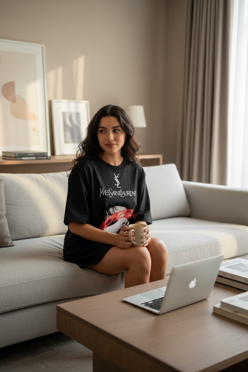 Yves Saint Laurent (YSL) “PASSIONNÈE” Oversized T-Shirt