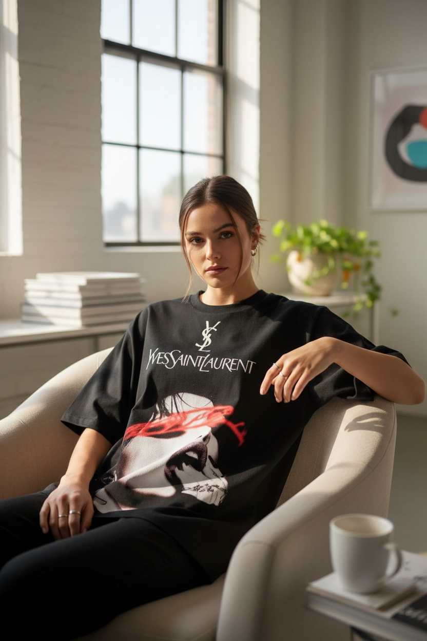 Yves Saint Laurent (YSL) “PASSIONNÈE” Oversized T-Shirt