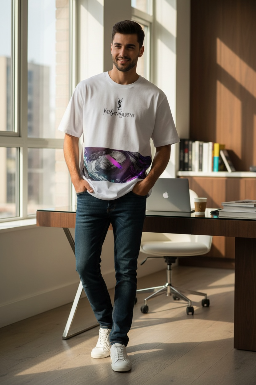 Yves Saint Laurent (YSL) “ARGENT” Oversized T-Shirt