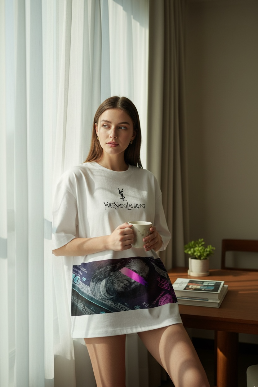 Yves Saint Laurent (YSL) “ARGENT” Oversized T-Shirt